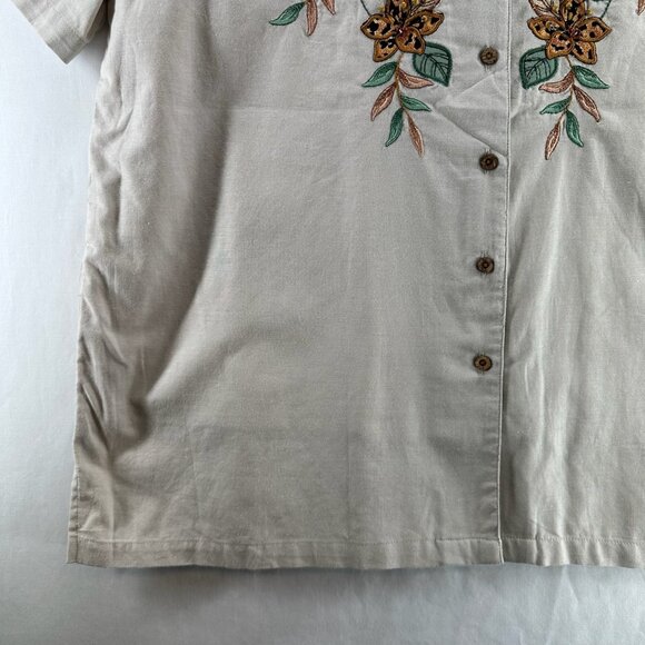 Bobby Brooks Layered Button Up Shirt Women XL Short Sleeve Flower Embroidery - Picture 11 of 13